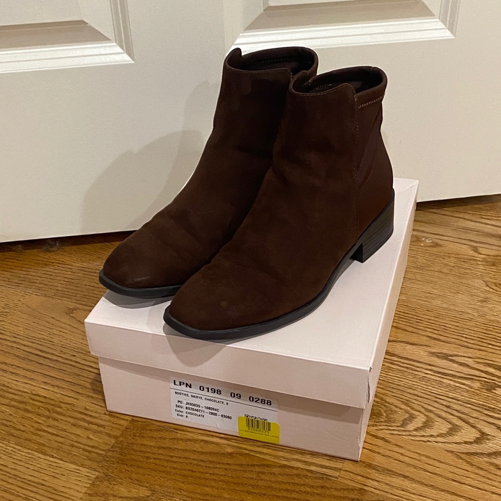 JustFab Brown Suede Ankle Booties